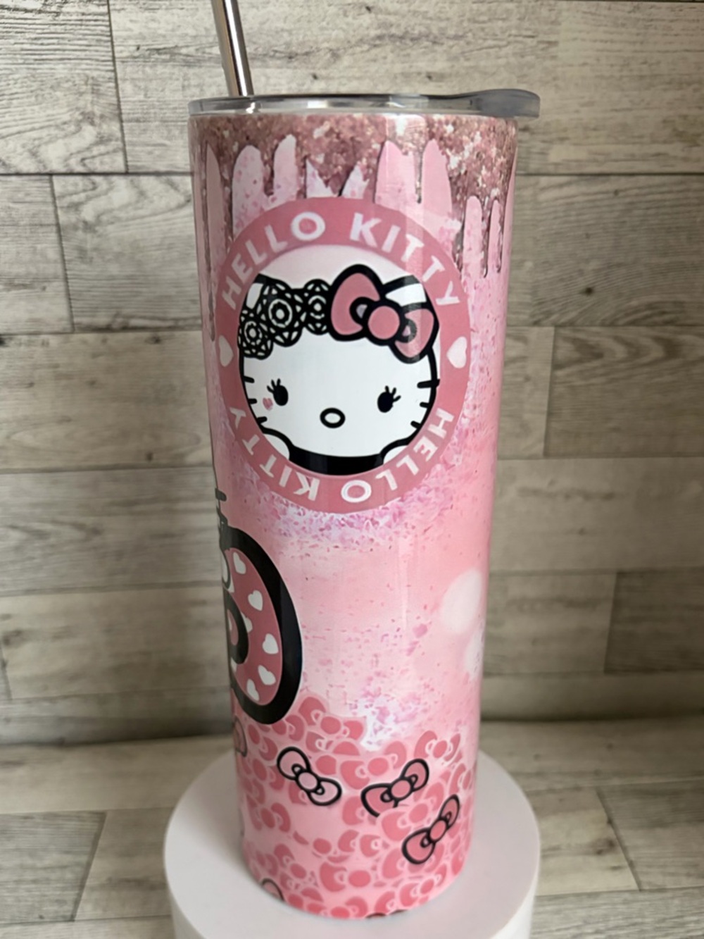 Sanrio Hello Kitty Pink Glitter Stainless Steel 20oz Tumbler